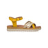 Sandali bassi color ocra e platino in pelle con cinturini incrociati P Essentials, Donna, SKU w043000343, Immagine 0